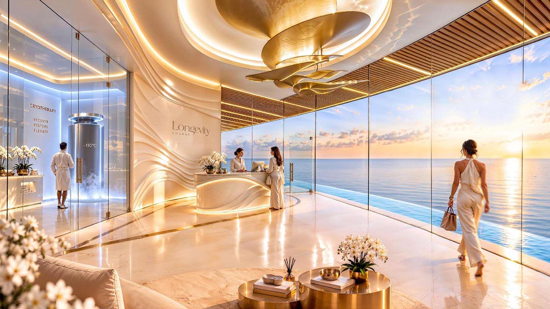 Longevity Lounge wellness facilities at Shahrukhz Residences